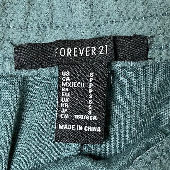 Forever 21 Women's Terrycloth Jogger Sweatpants S Green Drawstring Loungewear - Picture 8 of 9